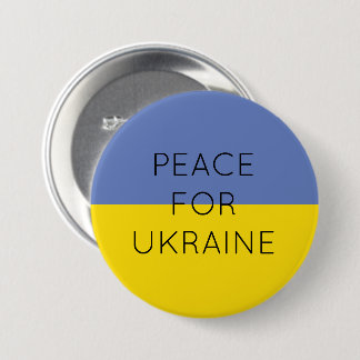 Badge Rond 7,6 Cm Paix pour l'Ukraine Simple minimaliste drapeau ukr