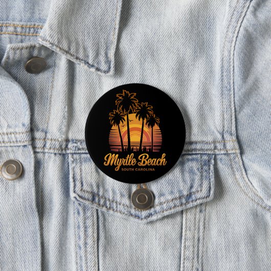 Badge Rond 7,6 Cm Palm Tree Sunset sud Carolina Myrtle Beach (En situation)