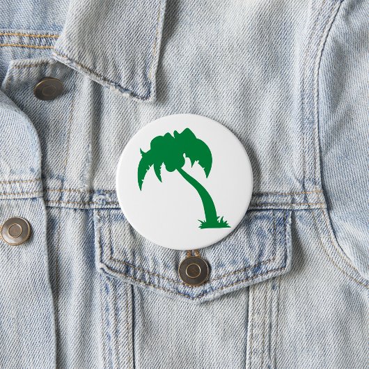 Badge Rond 7,6 Cm Palmier Tropical Silhouette Green Island Beach