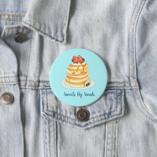 Badge Rond 7,6 Cm Pancakes Fluffeux Au Sirop D'Érable, Fruits Et Crè