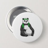 Badge Rond 7,6 Cm Panda à Fitness avec serviette (Devant & derrière)