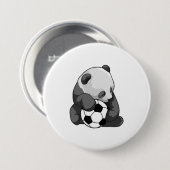 Badge Rond 7,6 Cm Panda avec balle de football (Devant & derrière)