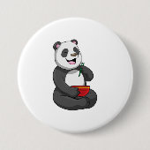 Badge Rond 7,6 Cm Panda avec Bowl Ramen (Devant)
