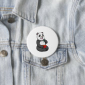 Badge Rond 7,6 Cm Panda avec Bowl Ramen (En situation)