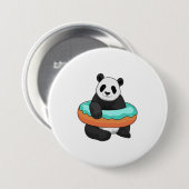 Badge Rond 7,6 Cm Panda avec Donut (Devant & derrière)