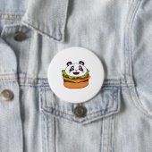 Badge Rond 7,6 Cm Panda avec hamburger (En situation)