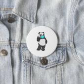 Badge Rond 7,6 Cm Panda avec masque visage (En situation)