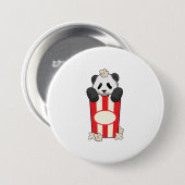 Badge Rond 7,6 Cm Panda avec Popcorn (Devant & derrière)