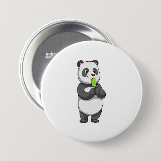 Badge Rond 7,6 Cm Panda avec Popsicle (Devant & derrière)