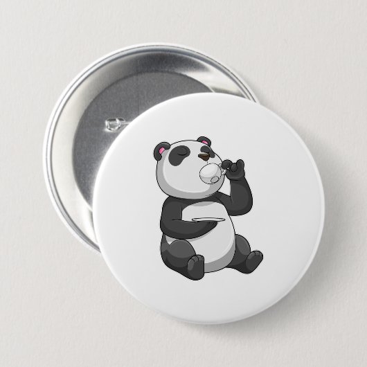 Badge Rond 7,6 Cm Panda avec Tea Cup (Devant & derrière)