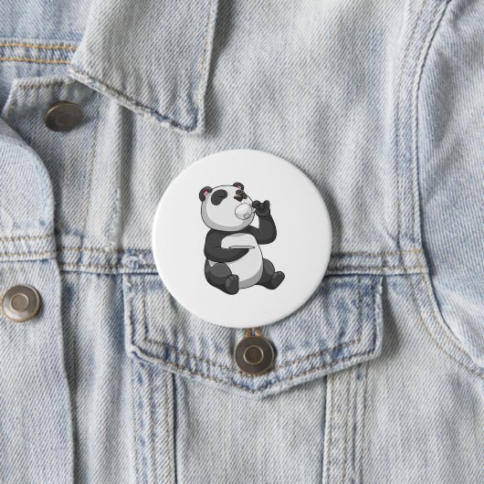 Badge Rond 7,6 Cm Panda avec Tea Cup (En situation)