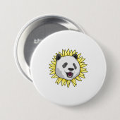 Badge Rond 7,6 Cm Panda avec tournesol (Devant & derrière)