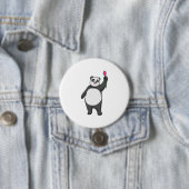 Badge Rond 7,6 Cm Panda avec Tulipe (En situation)
