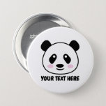 Badge Rond 7,6 Cm Panda bear cartoon buttons with custom text<br><div class="desc">Panda bear cartoon buttons with custom text. Personalized pin back buttons for kids and adults. Custom buttons with cute animal design. Add your own name or funny quote. Fun for Birthday Party and more.</div>