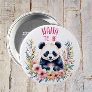 Badge Rond 7,6 Cm Panda Bear en Fleurs Baby shower Nana à être