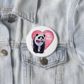 Badge Rond 7,6 Cm Panda Bear Saint Valentin (En situation)