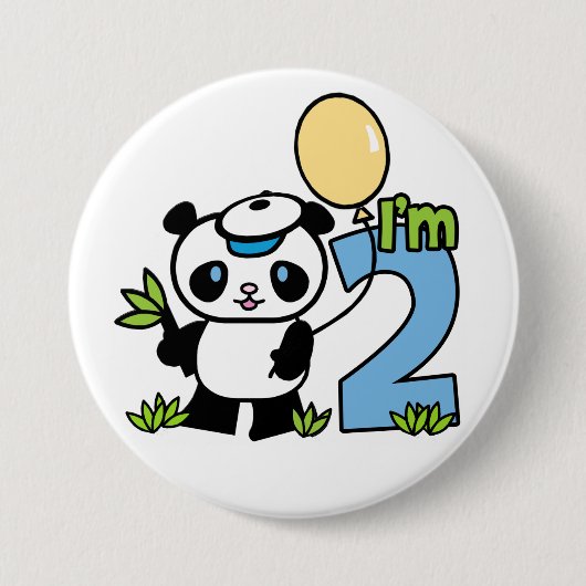 Badge Rond 7,6 Cm Panda Boy 2e anniversaire (Devant)