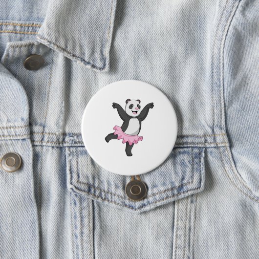 Badge Rond 7,6 Cm Panda comme Ballerina au Ballet (En situation)