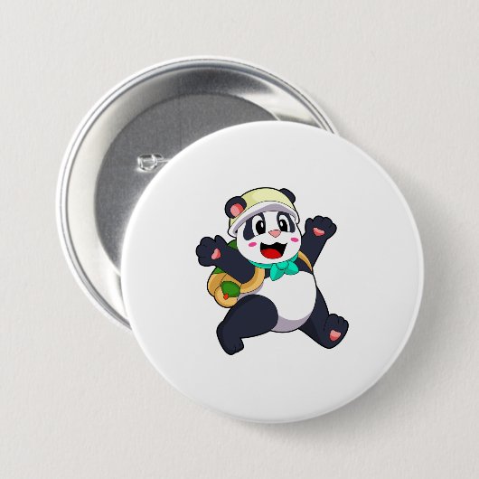 Badge Rond 7,6 Cm Panda comme étudiant (Devant & derrière)