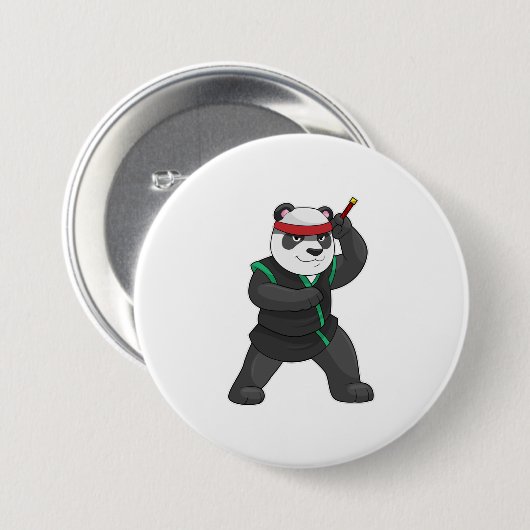 Badge Rond 7,6 Cm Panda comme Ninja en costume (Devant & derrière)