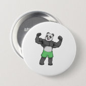 Badge Rond 7,6 Cm Panda en Bodybuilder au Bodybuilding (Devant & derrière)