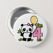 Badge Rond 7,6 Cm Panda Girl 4e anniversaire (Devant & derrière)