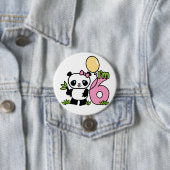 Badge Rond 7,6 Cm Panda Girl 6e anniversaire (En situation)