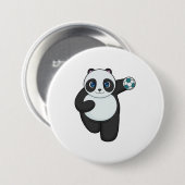 Badge Rond 7,6 Cm Panda Handball player Handball (Devant & derrière)