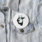 Badge Rond 7,6 Cm Panda Handball player Handball (En situation)