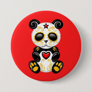 Badge Rond 7,6 Cm Panda jaune de sucre de zombi sur le rouge