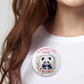 Badge Rond 7,6 Cm Panda Ours en Fleurs Fille Anniversaire