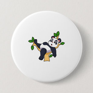 Badge Rond 7,6 Cm Panda sur arbre