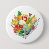 Badge Rond 7,6 Cm Panier de courses du supermarché (Devant)