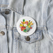 Badge Rond 7,6 Cm Panier de courses du supermarché (En situation)
