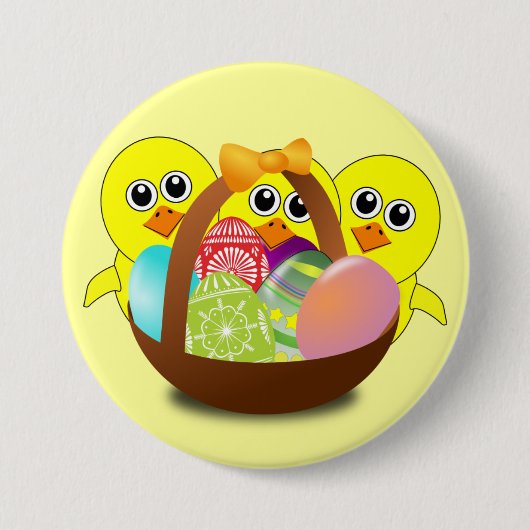 Badge Rond 7,6 Cm Panier de Pâques pour les poules - (Devant)