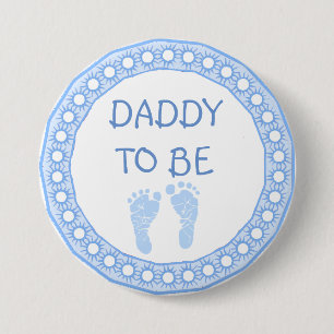 Badge Rond 7,6 Cm Papa à être bouton de baby shower de garçon bleu