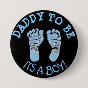 Badge Rond 7,6 Cm Papa à être noir et bleu de bouton de baby showe