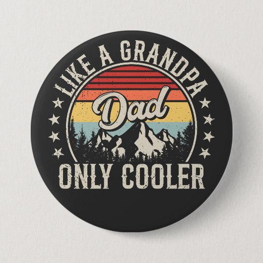 Badge Rond 7,6 Cm Papa aime un grand-père Glacière seul bouton rond (Devant)