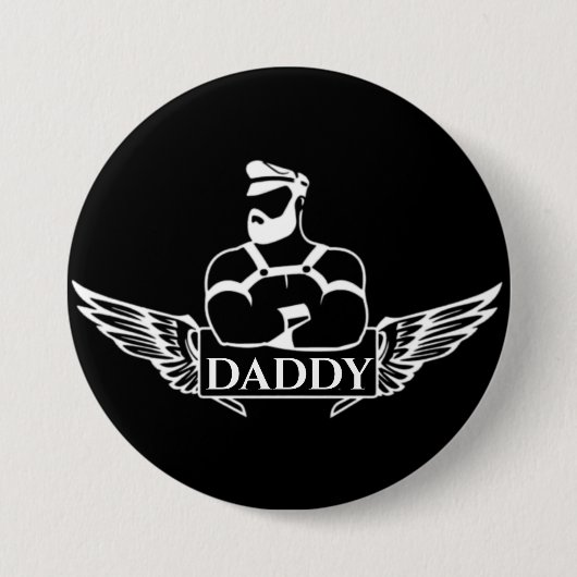 Badge Rond 7,6 Cm Papa (Biker/Cuir) (Devant)