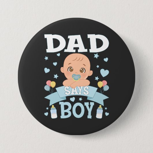 Badge Rond 7,6 Cm Papa dit Grossesse Garçon rose ou bleu rond (Devant)