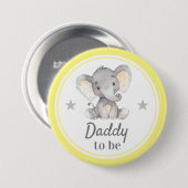 Badge Rond 7,6 Cm Papa sera nouveau papa Baby shower d'éléphant jaun (Devant & derrière)