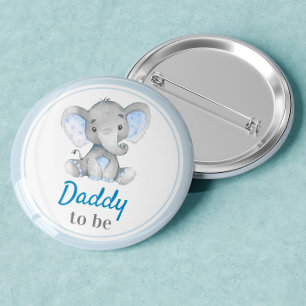 Badge Rond 7,6 Cm Papa sera nouveau papa bébé garçon douche éléphant