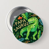 Badge Rond 7,6 Cm Papasaurus Dinosaur papa du garçon d'anniversaire (Devant & derrière)