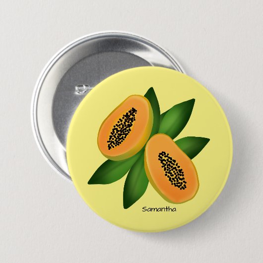 Badge Rond 7,6 Cm Papaya Fruit (Devant & derrière)