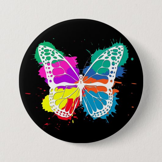 Badge Rond 7,6 Cm Papillon (Devant)