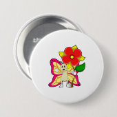 Badge Rond 7,6 Cm Papillon à fleurs (Devant & derrière)