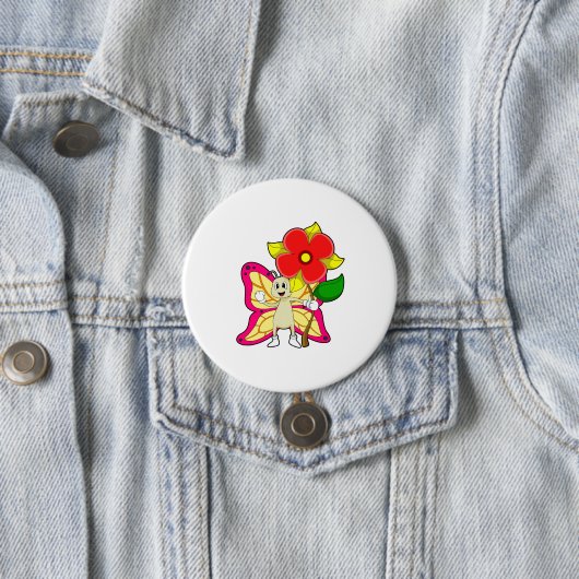 Badge Rond 7,6 Cm Papillon à fleurs (En situation)