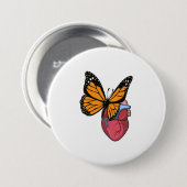 Badge Rond 7,6 Cm Papillon au coeur (Devant & derrière)