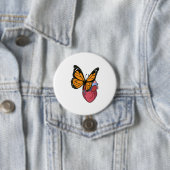 Badge Rond 7,6 Cm Papillon au coeur (En situation)