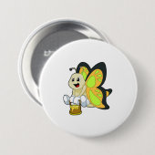 Badge Rond 7,6 Cm Papillon au miel (Devant & derrière)